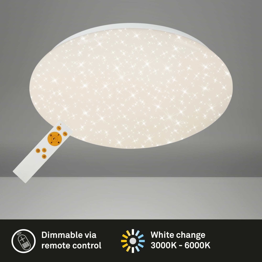 Briloner 3373-016 - Plafonnier LED dimmable STARRY LED/15W/230V 3000–6500 K Ø 28 cm blanc + télécommande