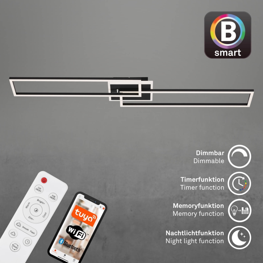Briloner 3538-015 - Plafonnier LED à intensité variable FRAME 2xLED/20W/230V 2700-6500K Wi-Fi Tuya + Télécommande
