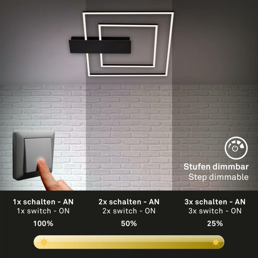 Briloner 3545-015 - Plafonnier à intensité variable NICO LED/25W/230V noir
