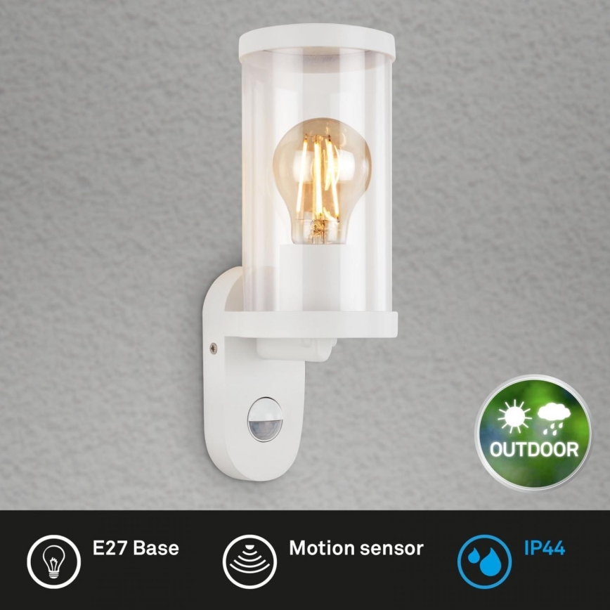 Briloner 3628-016 - Wandlamp voor buiten met sensor KAIRO 1xE27/12W/230V IP44 wit