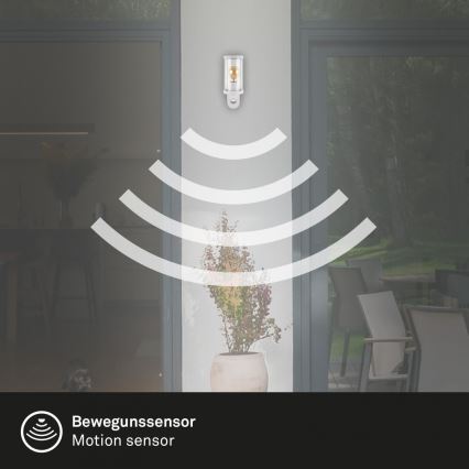 Briloner 3628-016 - Wandlamp voor buiten met sensor KAIRO 1xE27/12W/230V IP44 wit