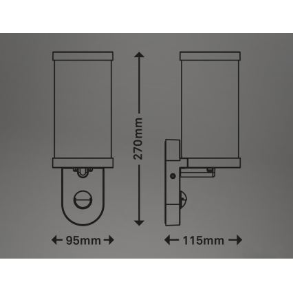Briloner 3628-016 - Wandlamp voor buiten met sensor KAIRO 1xE27/12W/230V IP44 wit
