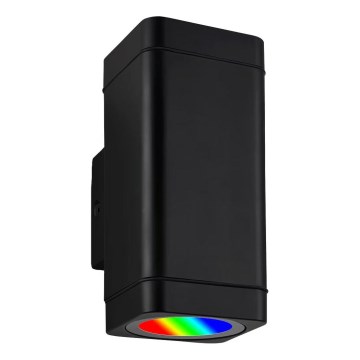 Briloner 3675-025 - Applique murale extérieure RGBW à intensité variable 2xLED/8,5W/230V 3000-6500K Wi-Fi Tuya IP44 noir