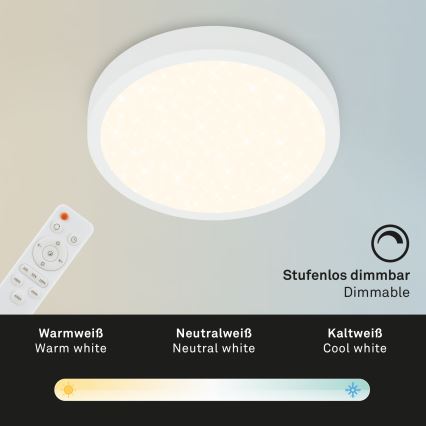 Briloner 3701-016 - Plafonnier à intensité variable RUNA LED/18W/230V 2700-6500K blanc + télécommande