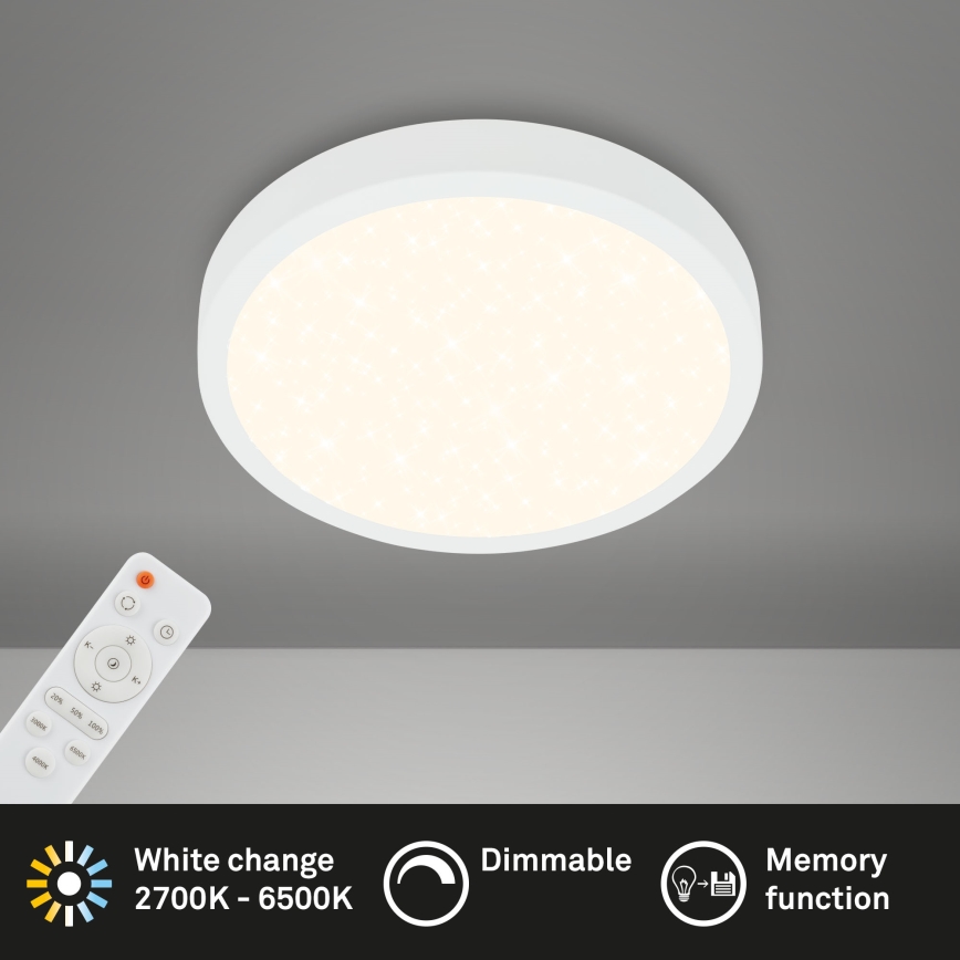 Briloner 3701-016 - Plafonnier à intensité variable RUNA LED/18W/230V 2700-6500K blanc + télécommande