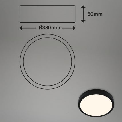 Briloner 3703-015 - LED Plafondlamp RUNA LED/24W/230V 3000K diameter 38 cm zwart