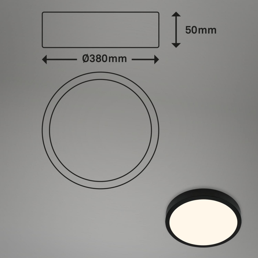 Briloner 3703-015 - LED Plafondlamp RUNA LED/24W/230V 3000K diameter 38 cm zwart