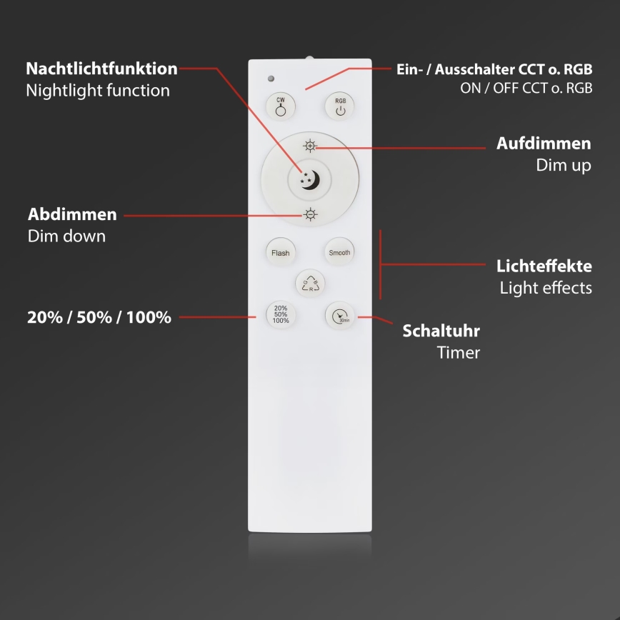 Briloner 3709-014 - LED RGBW Dimbare plafondlamp LED/22W/230V 4000K diameter 38 cm zilver + afstandsbediening