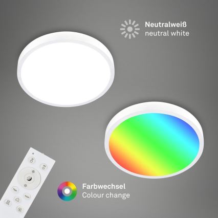 Briloner 3709-016 - Plafonier RGBW à intensité variable LED/22W/230V 4000K d. 38 cm blanc + Télécommande