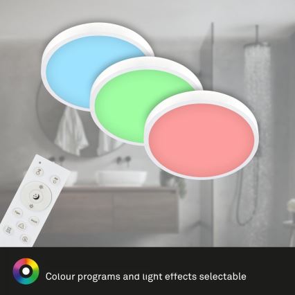 Briloner 3709-016 - Plafonier RGBW à intensité variable LED/22W/230V 4000K d. 38 cm blanc + Télécommande