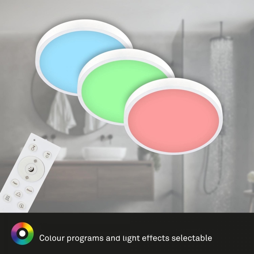 Briloner 3709-016 - Plafonier RGBW à intensité variable LED/22W/230V 4000K d. 38 cm blanc + Télécommande