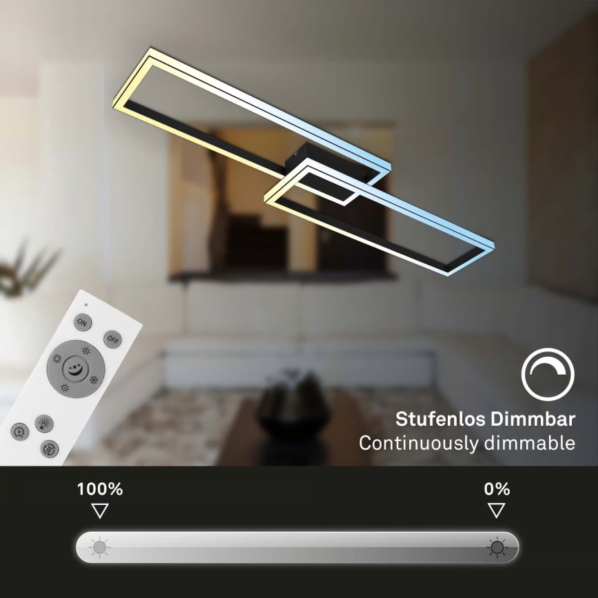 Briloner 3761015 - Plafonnier LED dimmable LED/45W/230V 2700-6500K noir + télécommande