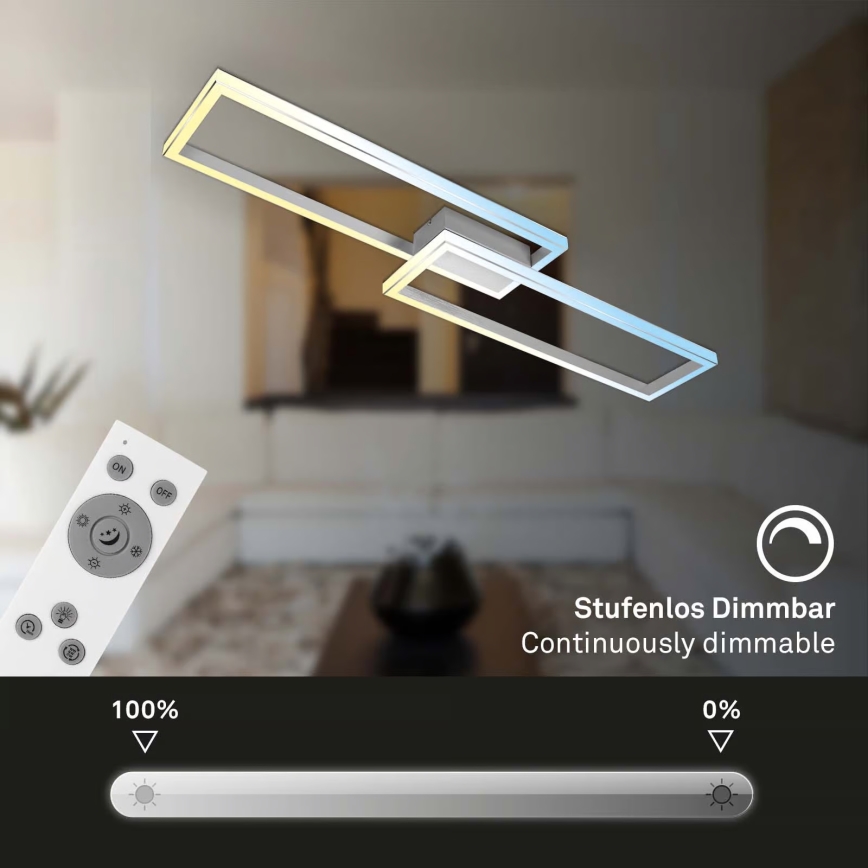 Briloner 3761019 - dimbare LED-plafondlamp LED/45W/230V 2700-6500K mat chroom + afstandsbediening