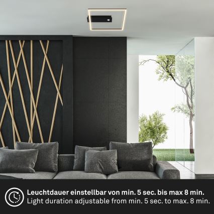 Briloner 3770-015 - LED plafondlamp met bewegings- en schemersensor FRAME LED/14W/230V 3000K 30x32 cm zwart