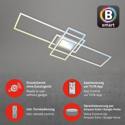 Briloner 3812019 - Plafonnier LED dimmable RAM LED/56W/230V Wi‑Fi Tuya 111x42 cm + télécommande
