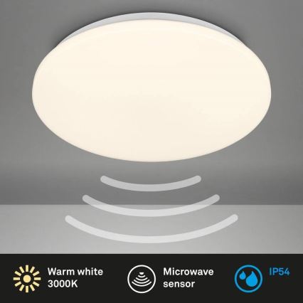 Briloner 3828-016 - Plafonnier LED pour salle de bains avec détecteur de mouvement WALK LED/24W/230V IP54 Ø 35 cm blanc