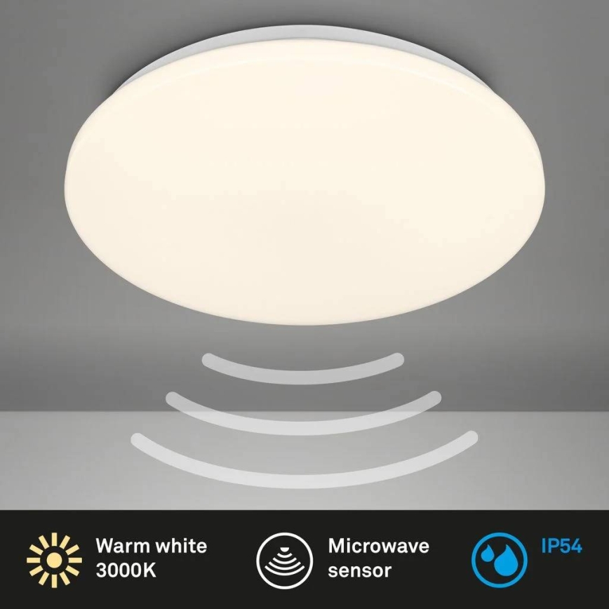 Briloner 3828-016 - Plafonnier LED pour salle de bains avec détecteur de mouvement WALK LED/24W/230V IP54 Ø 35 cm blanc