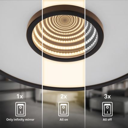 Briloner 3847015 - LED-plafondlamp TORO LED/18W/230V Ø 42 cm zwart