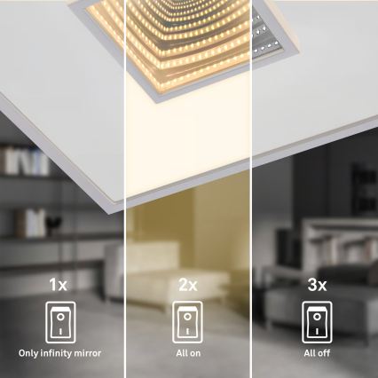 Briloner 3848014 - LED plafondlamp TORO LED/18W/230V 42x42 cm mat chroom