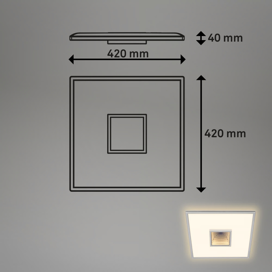 Briloner 3848014 - Plafonnier LED TORO LED/18W/230V 42x42 cm chrome mat
