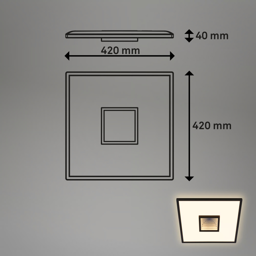 Briloner 3848015 - TORO LED plafondlamp LED/18W/230V 42x42 cm, zwart