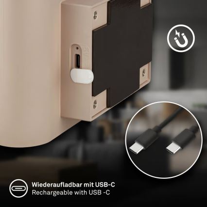 Briloner 3878011 - Applique murale LED rechargeable avec capteur de mouvement et crépusculaire CHAT LED/3W/5V 2000 mAh beige