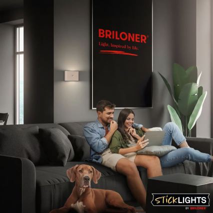 Briloner 3878011 - oplaadbare LED-wandlamp met bewegings- en schemersensor CHAT LED/3W/5V 2000 mAh beige