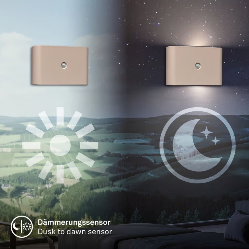 Briloner 3878011 - oplaadbare LED-wandlamp met bewegings- en schemersensor CHAT LED/3W/5V 2000 mAh beige