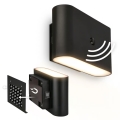 Briloner 3878015 - Applique murale LED rechargeable avec détecteur de mouvement et capteur crépusculaire CHAT LED/3W/5V 2000 mAh noire