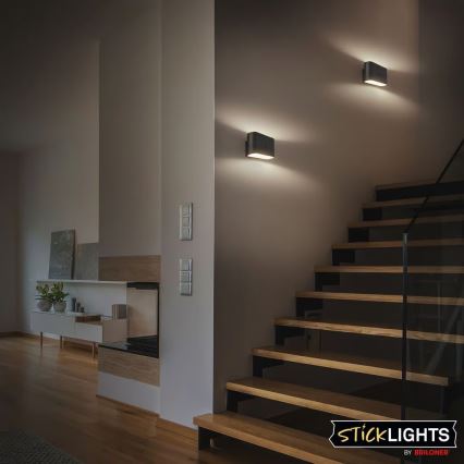 Briloner 3878015 - LED oplaadbare wandlamp met bewegings- en schemersensor CHAT LED/3W/5V 2000 mAh zwart