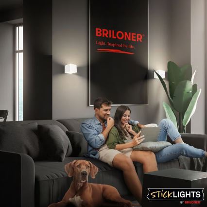 Briloner 3879016 - Applique murale LED rechargeable BORRA avec capteur, 1,5 W / 5 V, 3600 mAh, blanche