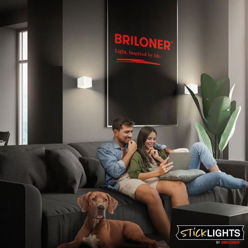 Briloner 3879016 - Applique murale LED rechargeable BORRA avec capteur, 1,5 W / 5 V, 3600 mAh, blanche