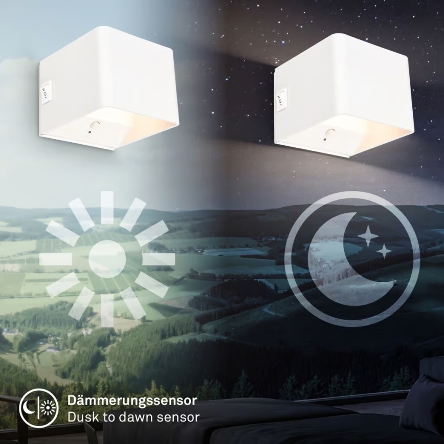 Briloner 3879016 - Applique murale LED rechargeable BORRA avec capteur, 1,5 W / 5 V, 3600 mAh, blanche