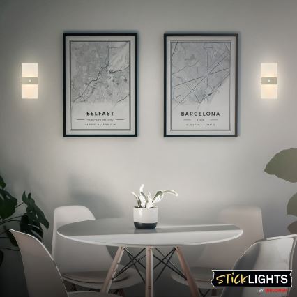 Briloner 3888012 - LED-oplaadbare wandlamp met bewegings- en schemersensor AURA LED/2,5W/5V 1800 mAh mat chroom