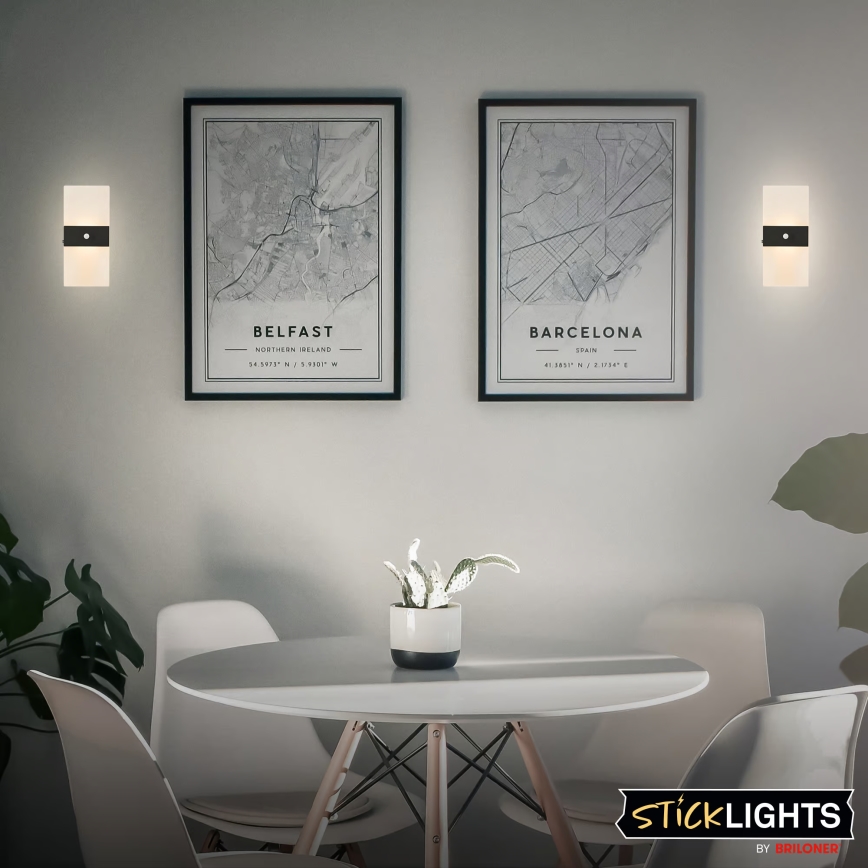 Briloner 3888015 - Oplaadbare LED-muurlamp met bewegings- en schemersensor AURA LED/2,5W/5V 1800 mAh zwart