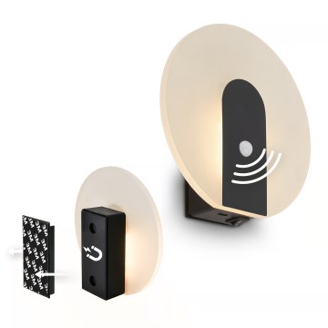 Briloner 3889015 - Applique murale LED rechargeable TARO avec détecteur de mouvement et capteur crépusculaire, LED 2,5 W / 5 V, 1800 mAh, noire