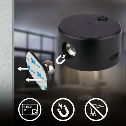 Briloner 3896015 - Applique murale rechargeable LED dimmable TARI LED/1,6W/5V 1500 mAh noire