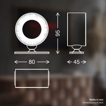 Briloner 3896015 - Applique murale rechargeable LED dimmable TARI LED/1,6W/5V 1500 mAh noire