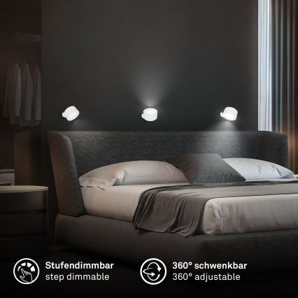 Briloner 3896016 - Applique murale LED rechargeable et dimmable TARI LED/1,6W/5V 1500 mAh, blanche