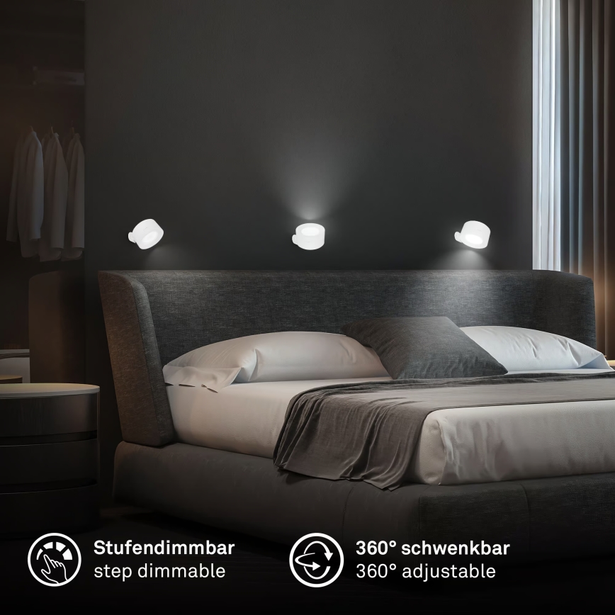 Briloner 3896016 - Applique murale LED rechargeable et dimmable TARI LED/1,6W/5V 1500 mAh, blanche