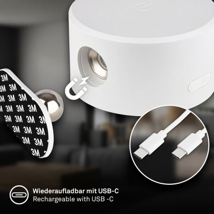 Briloner 3896016 - Dimbare oplaadbare wandlamp TARI LED/1,6W/5V 1500 mAh wit
