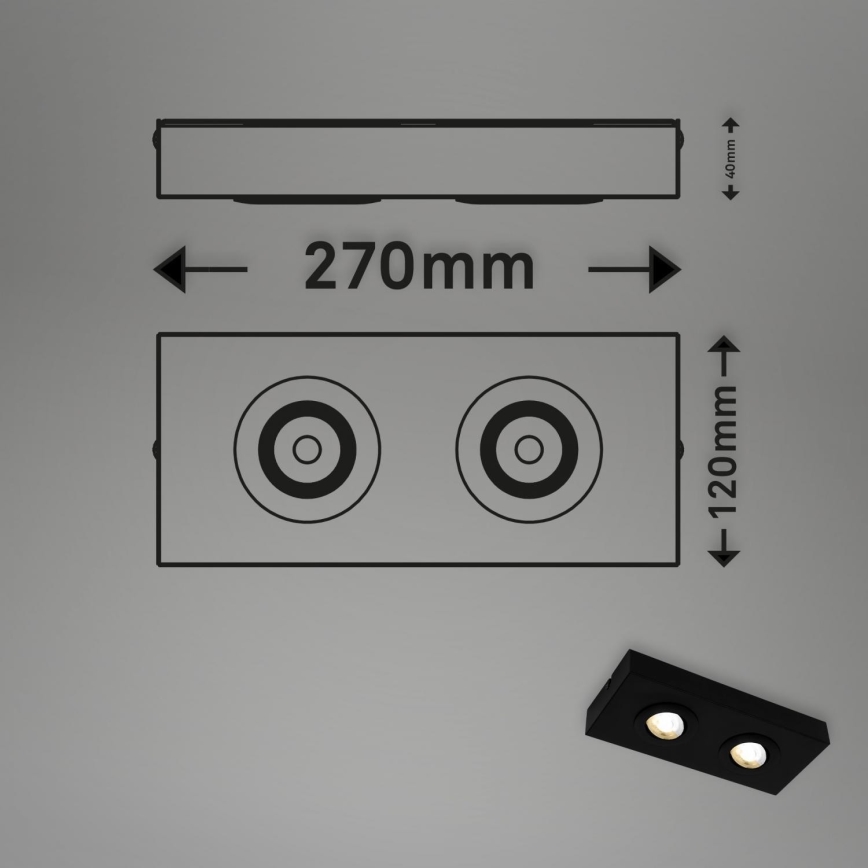 Briloner 3996025 - Spot CTS 2xLED/4W/230V 2700/4000K noir