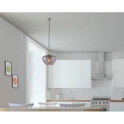 Briloner 4016-014 - Suspension à câble SEVENTIES 1xE27/40W/230V gris fumé