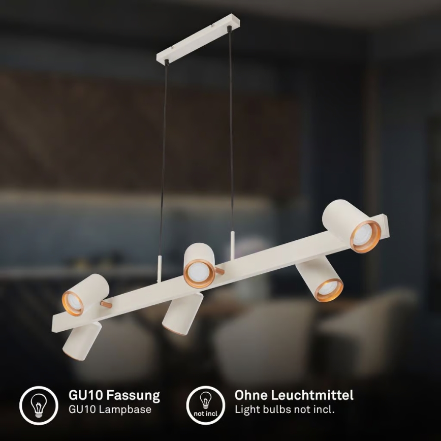 Briloner 4058064 - Suspension sur câble ERA 6xGU10/10W/230V crème
