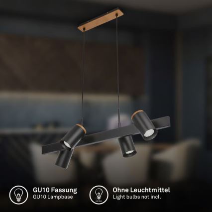 Briloner 4059045 - Hanglamp aan kabel ERA 4xGU10/10W/230V zwart