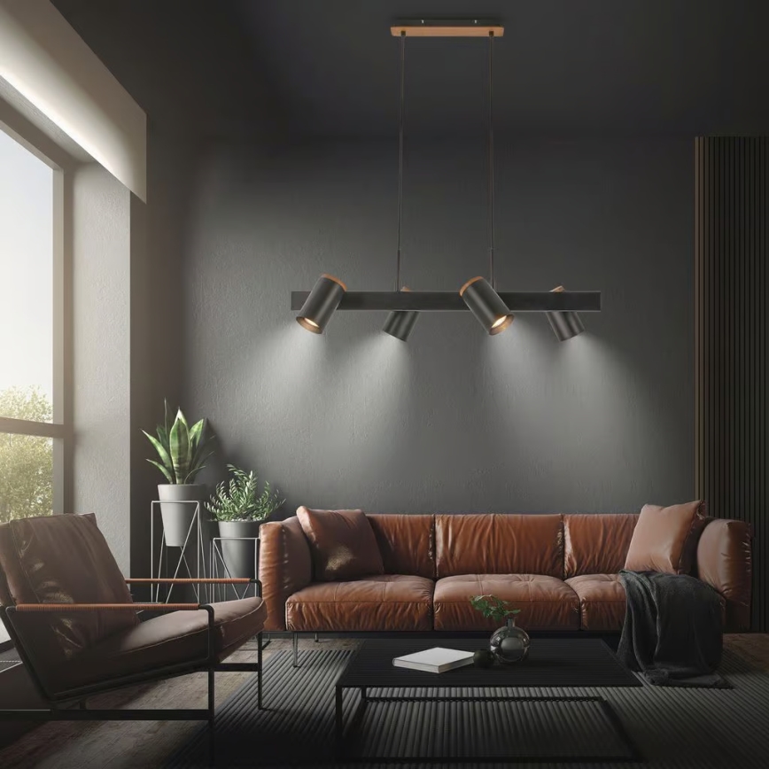 Briloner 4059045 - Suspension sur câble ERA 4xGU10/10W/230V noire