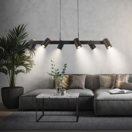 Briloner 4059065 - ERA hanglamp met kabel 6xGU10/10W/230V zwart