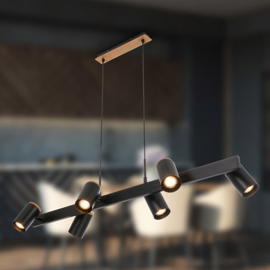 Briloner 4059065 - ERA hanglamp met kabel 6xGU10/10W/230V zwart