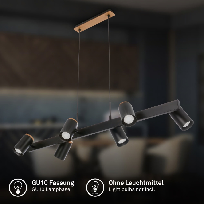 Briloner 4059065 - Suspension à câble ERA 6xGU10/10W/230V noir