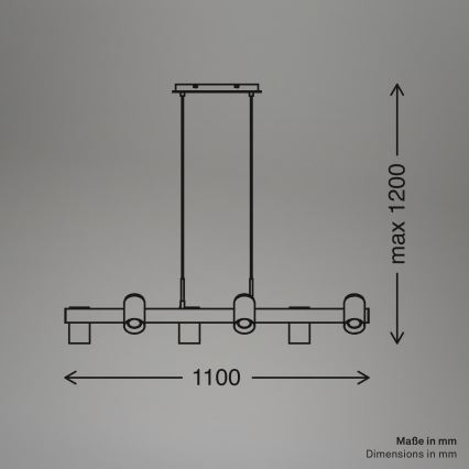 Briloner 4059065 - Suspension à câble ERA 6xGU10/10W/230V noir
